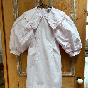 Ganni Pink Poplin Short Dress